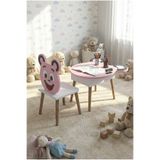 GOLDFALEZ Çocuk Masası & Çocuk Sandalyesi Happy Face Sevimli Figürlü Set Pembe