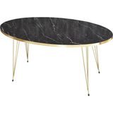 GOLDFALEZ Elips Orta Sehpa Gold Renkli Modern Tasarım 100x50 cm Suntalam Üst Yüzey