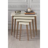 GOLDFALEZ Gold Falez Ahşap Zigon Sehpa 4'lü Krem Renk Modern Tasarım 50 cm Derinlik 54 cm Yükseklik