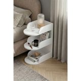 GOLDFALEZ Komodin Modern Ahşap 3 Katlı Raflı Yan Sehpa Çok Amaçlı Organizer Kitaplık 182 Beyaz