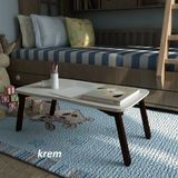 GOLDFALEZ Laptop Sehpası Ayak Montajlı Çalışma Kahvaltı Masası Krem - Y: 24 cm D: 35 cm G: 60 cm - Beyaz