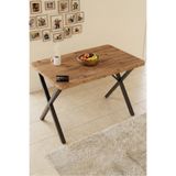 GOLDFALEZ Mutfak Masası 110x70 cm Modern Ahşap Görünümlü Yemek Masası Ofis Bahçe Balkon Cafe Masa 9830 Atlantk