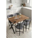 GOLDFALEZ Mutfak Masası 4 Sandalyeli Set 110x70 cm Modern Bahçe Cafe Masa Takımı 4 Kişilik Tedy 9880 Gri