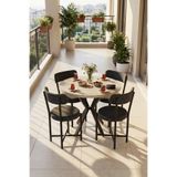 GOLDFALEZ Mutfak Masası 4 Sandalyeli Set 90 Çap Yuvarlak Cafe Balkon Ofis Masa Yemek Takımı Teddy 9863 Antrast
