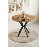 GOLDFALEZ Mutfak Masası 90 cm Yuvarlak Masa Modern Metal Ayaklı Cafe Balkon Ofis Yemek Masası 9825 Atlantik