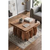 GOLDFALEZ Orta Sehpa ve Zigon Sehpa 5'li Set Modern Çok Amaçlı Salon Oturma Odası Yan Sehpa 9247 Beyaz - Kahverengi