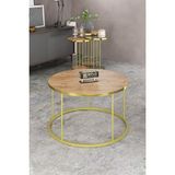 GOLDFALEZ Orta Sehpa Ve Zigon Sehpa Terra Set Gold Antrasit Ceviz - RENK - GOLD ANTRASİT CEVİZ