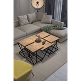 GOLDFALEZ Orta Sehpa Ve Zigon Sehpa V Lüx 5'Li Set Atlantik Çam - Kahverengi