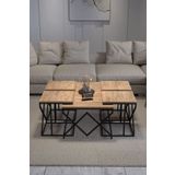 GOLDFALEZ Orta Sehpa Ve Zigon Sehpa V Lüx 5'Li Set Atlantik Çam