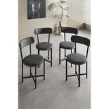 GOLDFALEZ Sandalye 4 Adet Keten Kumaş Metal Ayak Modern Mutfak Sandalyesi Cafe Balkon Ofis Teddy 9809 Antrasit
