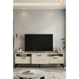 GOLDFALEZ TV Sehpası 160 cm Kapaklı Raflı Televizyon Ünitesi Salon Oturma Odası TV Sehpa Mistral
