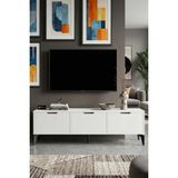 GOLDFALEZ TV Sehpası 160 cm TV Ünitesi Kapaklı Modern Şık Minimal Salon Konsolu Royal 5091 Beyaz