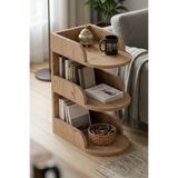 GOLDFALEZ Yan Sehpa Modern 3 Katlı Kitaplıklı Çok Amaçlı Dekoratif Sehpa Minimal Tasarım 6101 Sepet