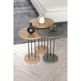 GOLDFALEZ Zigon Sehpa Terra 3 Lü Set Antrasit Ceviz