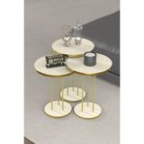 GOLDFALEZ Zigon Sehpa Terra 3 Lü Set Gold Krem