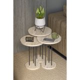GOLDFALEZ Zigon Sehpa Terra 3 Lü Set Traverten