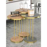 GOLDFALEZ Zigon Sehpa Terra 3'lü Set Gordion Ceviz Gold - Gold Antrasit Ceviz
