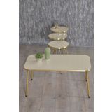 Goldfalez Zigon Sehpa Ve Orta Sehpa Kr Gold Metal Ayak Gold Krem Set