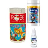 GoldFish Mix Granules 125ml, Rose 250ml Goldi Red Granül Japon Balığı Yemi, Multivitamin