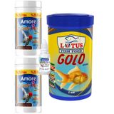 GoldFish Mix Granules 2x125ml, Lotus 1000ml Gold Natural Granül Japon Balığı Yemi, Multivitamin