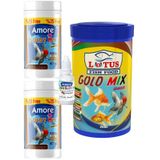 GoldFish Mix Granules 2x125ml, Lotus 1000ml Mix Gold Granül Japon Balığı Yemi, Multivitamin