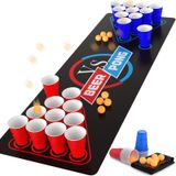 GOLDGE 63 x 23,6 inç Beer Pong Masa Örtüsü, Yetişkinler için İçme Oyunları Parti, 8 adet Bira Pong Topları, 30 adet Beer Pong Bardak