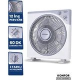 Goldmaster Konfor 12 inç Kare Vantilatör 50W 3 Hız Seçeneği ile Enerji Tasarruflu