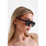 Goldmine Gabriela Unisex Siyah Güneş Gözlüğü, UV400 Korumalı, Dikdörtgen Çerçeve, Mat Cam