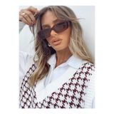 Goldmine Güneş Gözlüğü Unisex, Dikdörtgen Çerçeve, Kahverengi Cam, Leopar Desen, UV400