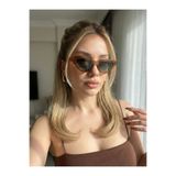 Goldmine Kadın Üçgen Cat Eye UV400 Güneş Gözlüğü Nude Yeşil