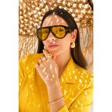 Goldmine Tommy Güneş Gözlüğü, UV400, Oval Çerçeve, Sarı Cam, Unisex, Siyah
