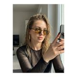 Goldmine Unisex Aura Güneş Gözlüğü, Kare Çerçeve, Leopar Desen, UV400 Koruma, Kahverengi Cam