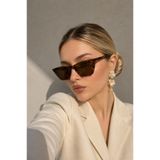Goldmine Unisex Cat Eye Kare Güneş Gözlüğü Leopar Kahverengi