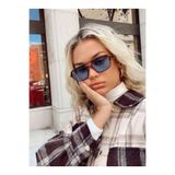 Goldmine Unisex Glamour Güneş Gözlüğü, Leopar Mavi, Dikdörtgen Çerçeve, UV400 Filtre