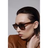 Goldmine Unisex Kemik Güneş Gözlüğü, Dikdörtgen Çerçeve, UV400 Koruma, Kahverengi