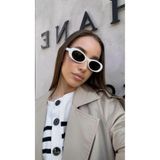 Goldmine Unisex Oval Frame UV400 Güneş Gözlüğü, Beyaz