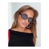 Goldmine Unisex Oval Frame UV400 Güneş Gözlüğü, Leopar Desen, Mat Kahverengi Cam