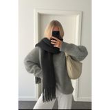 Goldmine Unisex Puffy Lightweight Atkı, Füme, Püskül Detaylı