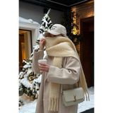 Goldmine Unisex Puffy Lightweight Atkı,%100 Akrilik, Püskül Detaylı, Krem