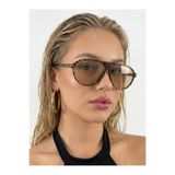Goldmine Unisex Tina Aviator Güneş Gözlüğü, UV400 Koruma, Leopar Nude, Mat Cam