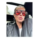 Goldmine Unisex Tommy Güneş Gözlüğü, UV400 Filtre, Oval Çerçeve, Siyah Kırmızı