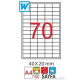 GoldMoon 2082 Laser A4 40x20 mm 100'lü Sayfa Etiketi