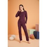 GOLDOREMİ Pjs Kadın Viskon 4 Mevsim Kumaş Düğmeli Uzun Kollu Pijama Takım