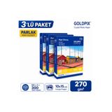 Goldpix 270gr 10x15cm Parlak Fotoğraf Kağıdı - 3'lü Paket 300 Adet High Glossy İnkjet