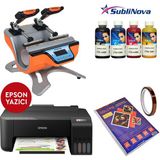 Goldpix Süblimasyon Kupa Baskı Makinesi Seti - Kupa Presi - A4 Sublimasyon Yazıcı - Başlangıç Seti - Turuncu