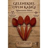 GoldPrestij 40 Adet Plastik Oyun Kaşığı Ahşap Görünümlü Kına Ve Düğün Eğlence Kaşığı (40 Adet)