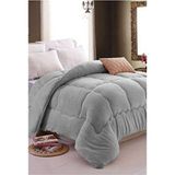 GOLDRİSE Tek Kişilik 63 Tel Lüx Çift Taraflı Welsoft Pamuk Silikon Yorgan 155X215 Astar Kılıfı Hediyeli - 155 x 215 cm - Gri