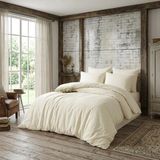 Goldroom Home Çizgili Pamuk Saten Nevresim Takımı - Krem - 200 x 220 cm