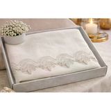 Goldroom Home Fransız Dantelli Linen Kumaştan 160 X 220 Lüks Masa Örtüsü