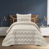 Goldroom Home Goldroom Hoem Kayra Kadife Nakışlı Tek Kişilik Yatak Örtüsü - Krem - 180 x 250 cm